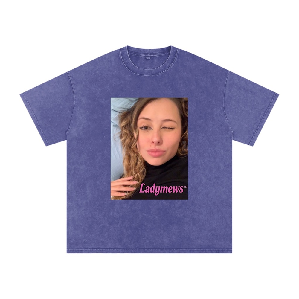 NEW Ladymews Brand Logo Acid Wash Unisex Tshirt